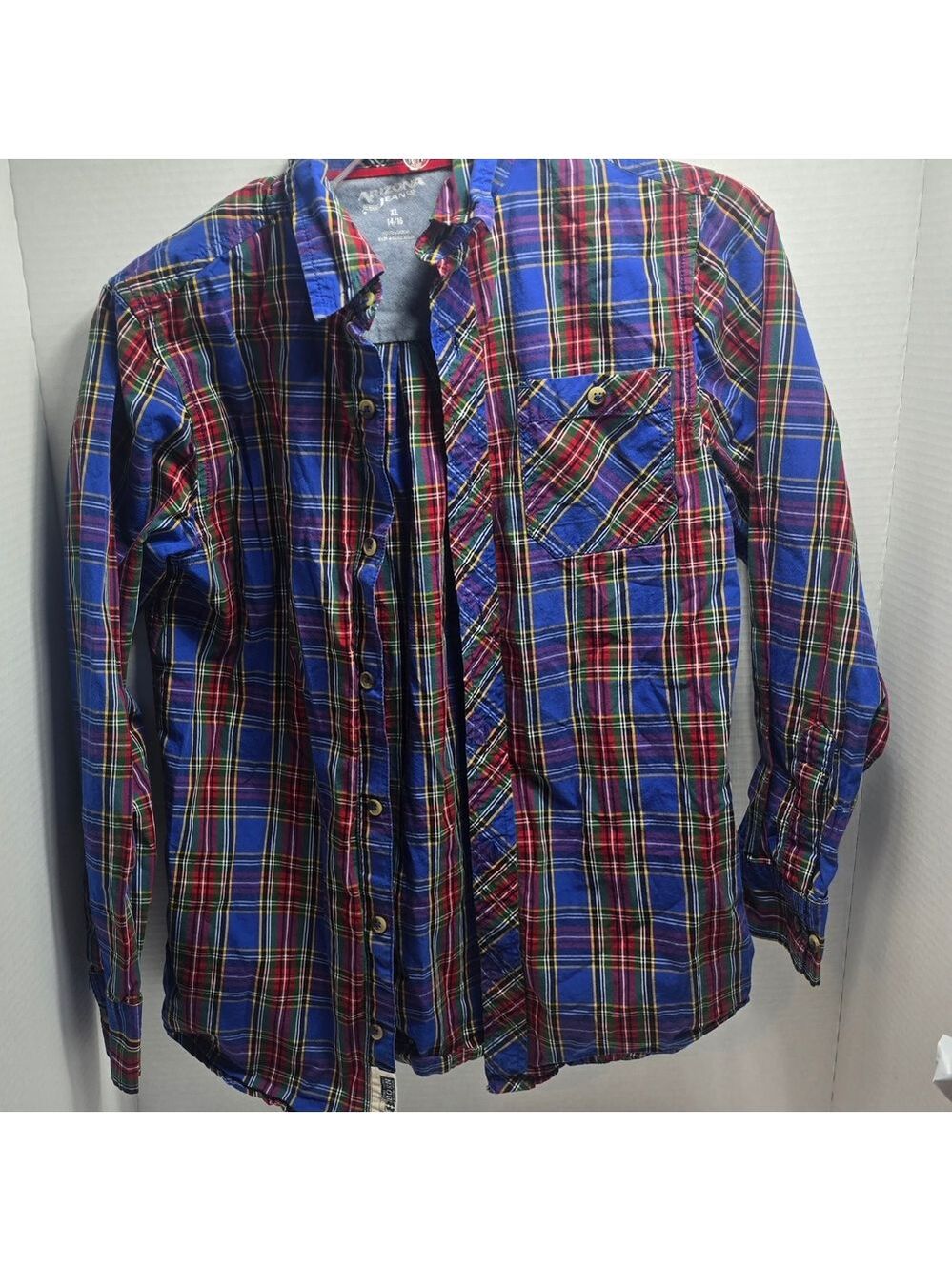 Arizona Jean Company Vibrant Plaid Button Down Shirt